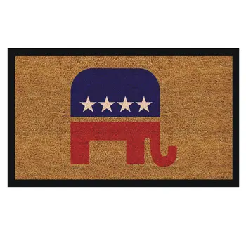 17" X 29" Natural Red White And Blue Republican Coir Outdoor Door Mat