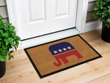 17" X 29" Natural Red White And Blue Republican Coir Outdoor Door Mat