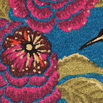 17" X 29" Blue Pink And Green Hummingbird Outdoor Coir Door Mat