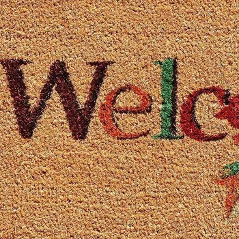 17" X 29" Natural And Orange Fall Leaves Welcome Coir Outdoor Door Mat