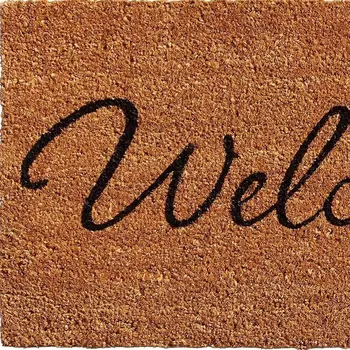 17" X 29" Black And Natural Owl Welcome Outdoor Coir Door Mat
