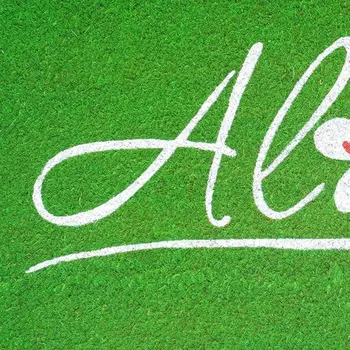 17" X 29" Green And White Aloha Outdoor Coir Door Mat