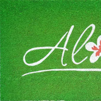 17" X 29" Green And White Aloha Outdoor Coir Door Mat
