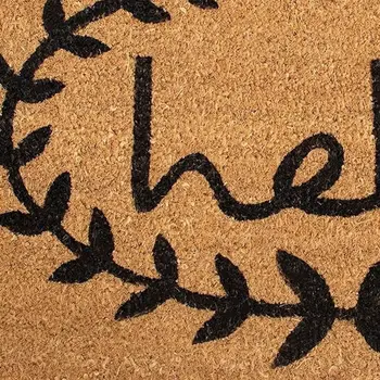 17" X 29" Natural And Black Hello Outdoor Coir Door Mat