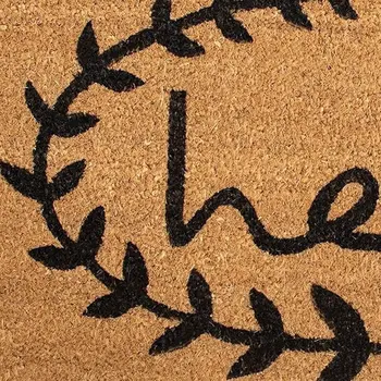 17" X 29" Natural And Black Hello Outdoor Coir Door Mat