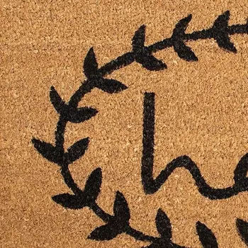 17" X 29" Natural And Black Hello Outdoor Coir Door Mat