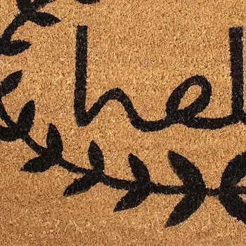 17" X 29" Natural And Black Hello Outdoor Coir Door Mat