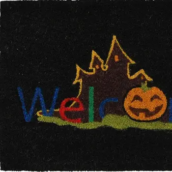 17" X 29" Black And Orange Coir Welcome Outdoor Halloween Door Mat