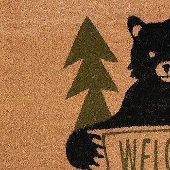 17" X 29" Natural And Black Coir Bear Outdoor Door Mat