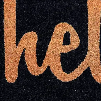 17" X 29" Black And Natural Hello Outdoor Coir Door Mat
