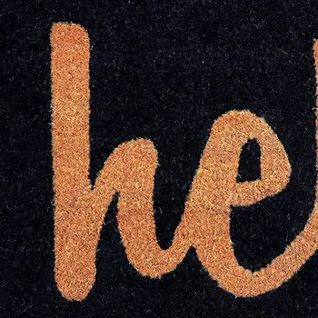 17" X 29" Black And Natural Hello Outdoor Coir Door Mat