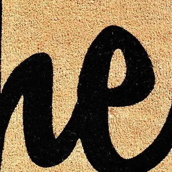 17" X 29" Natural And Black Hello Outdoor Coir Door Mat