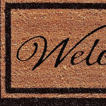 18" X 30" Natural And Black Striped Border Welcome Outdoor Coir Door Mat