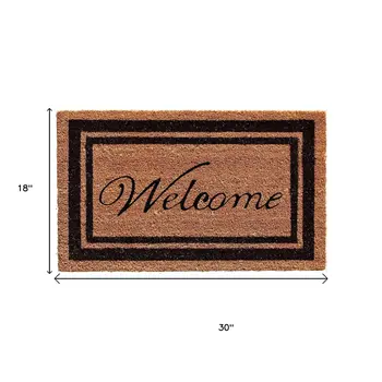 18" X 30" Natural And Black Striped Border Welcome Outdoor Coir Door Mat