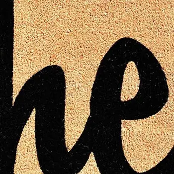 20" X 34" Natural And Black Hello Outdoor Coir Door Mat