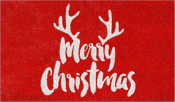 24" X 36" Red And White Coir Reindeer Outdoor Christmas Door Mat