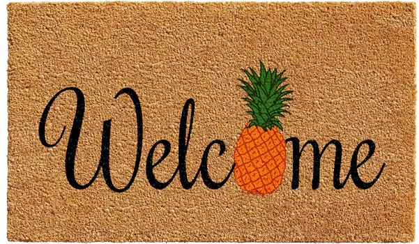 24" X 36" Black And Natural Coir Pineapple Welcome Outdoor Door Mat