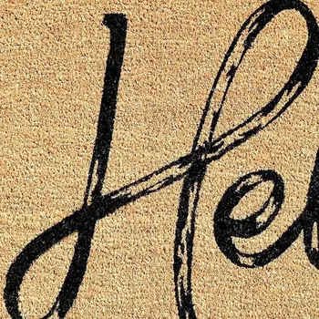 24" X 36" Natural And Black Hello Distressed Outdoor Coir Door Mat