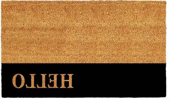 24" X 36" Natural And Black Color Block Hello Outdoor Coir Door Mat