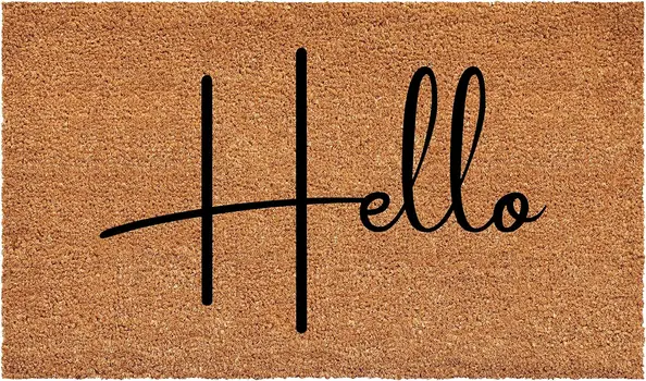 24" X 36" Natural And Black Mod Hello Outdoor Coir Door Mat