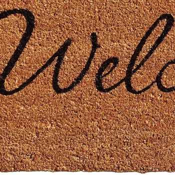 24" X 36" Natural And Black Owl Welcome Outdoor Coir Door Mat