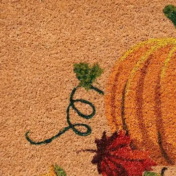 24" X 36" Natural And Orange Coir Pumpkin Outdoor Fall Door Mat