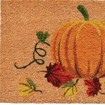 24" X 36" Natural And Orange Coir Pumpkin Outdoor Fall Door Mat
