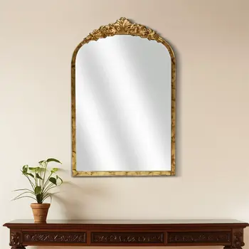 16" Gold Metal Arch Accent Mirror