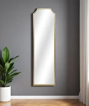 64" Gold Metal Beaded Arch Full Length Hanging Mirror