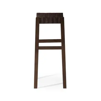 31" Brown Faux Leather and Solid Wood Backless Bar Height Bar Chair