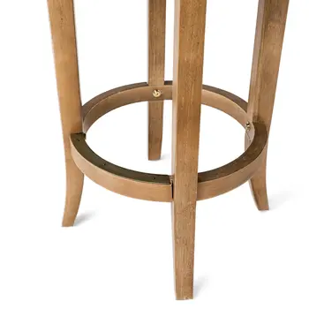 26" Sand and Natural Fabric and Solid Wood Backless Counter Height Swivel Bar Chair