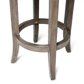 26" Gray and Cool Gray Fabric and Solid Wood Backless Counter Height Swivel Bar Chair
