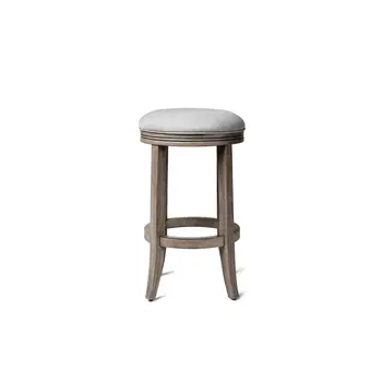 26" Gray and Cool Gray Fabric and Solid Wood Backless Counter Height Swivel Bar Chair