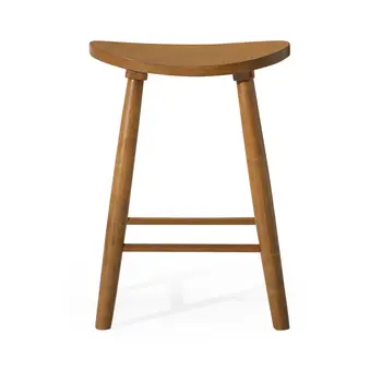 25" Natural Solid Wood Backless Counter Height Bar Chair
