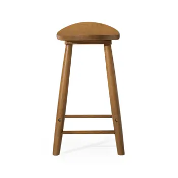 25" Natural Solid Wood Backless Counter Height Bar Chair