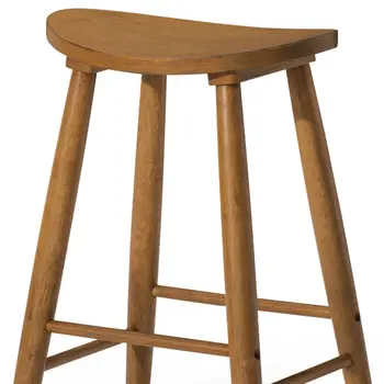 25" Natural Solid Wood Backless Counter Height Bar Chair