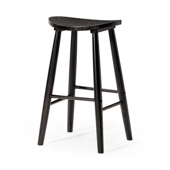 30" Black Solid Wood Backless Bar Height Bar Chair