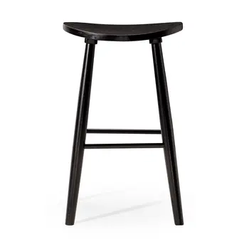 30" Black Solid Wood Backless Bar Height Bar Chair
