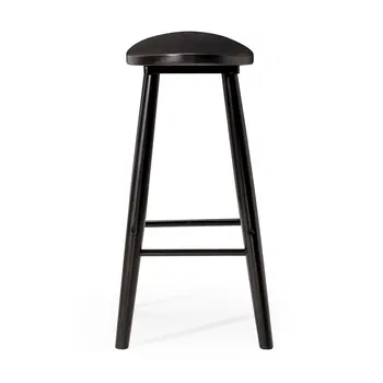 30" Black Solid Wood Backless Bar Height Bar Chair