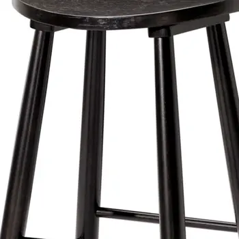 30" Black Solid Wood Backless Bar Height Bar Chair
