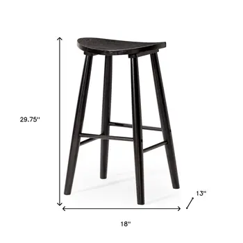 30" Black Solid Wood Backless Bar Height Bar Chair
