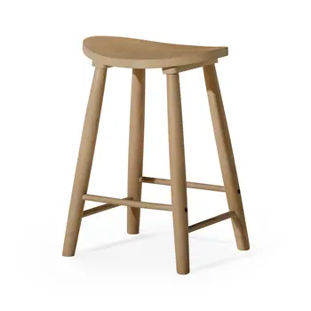 25" Natural Solid Wood Backless Counter Height Bar Chair