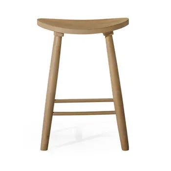 25" Natural Solid Wood Backless Counter Height Bar Chair