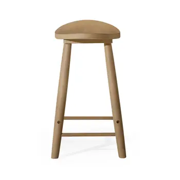 25" Natural Solid Wood Backless Counter Height Bar Chair