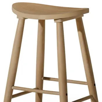 25" Natural Solid Wood Backless Counter Height Bar Chair