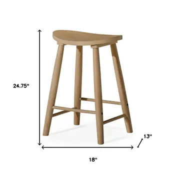 25" Natural Solid Wood Backless Counter Height Bar Chair