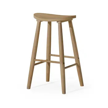 30" Natural Solid Wood Backless Bar Height Bar Chair