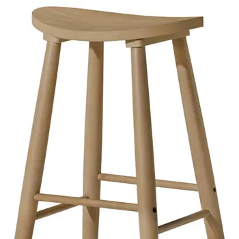 30" Natural Solid Wood Backless Bar Height Bar Chair
