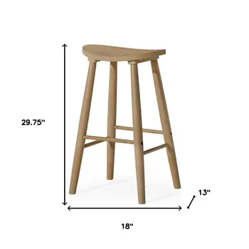 30" Natural Solid Wood Backless Bar Height Bar Chair