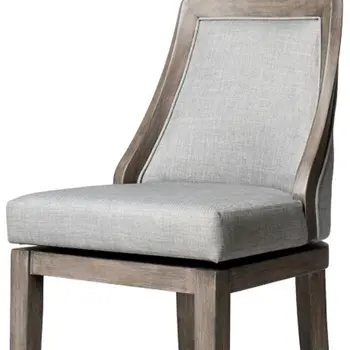 26" Gray and Cool Gray Fabric and Solid Wood Counter Height Swivel Bar Chair
